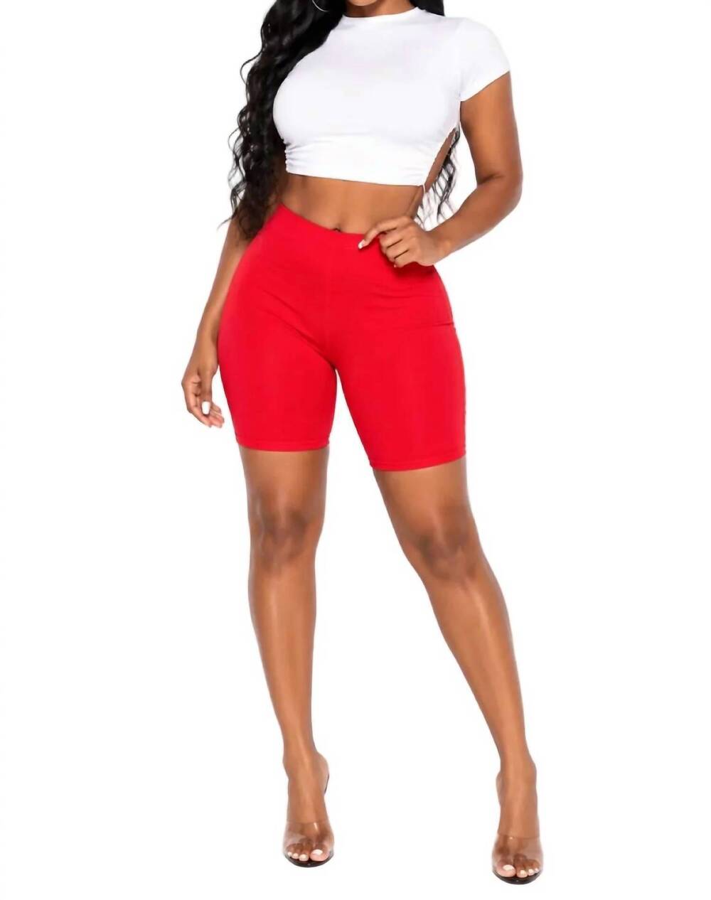 NEW JNK for the win premium stretch cotton biker shorts in red